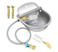 Bol d'eau Potable d'extérieur pour Chien,Cheval,chèvre,Cochon,Vache,Grand Abreuvoir Automatique en Acier Inoxydable,Bol d'eau pour bétail avec Valve Flottante,boulons d'adaptateur de Tuyau 1pcs