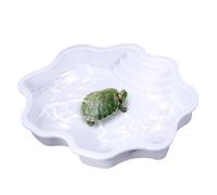 Bol d'eau pour reptiles - Piscine pour tortues en PP 30 x 30 x 5,5 cm, conception en forme de berge de rivière, plat pour animaux de compagnie résistant aux chutes, accessoire d'alimentation hygiéniqu