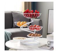 Bol décoratif Assiette à fruits en métal multicouche, support de panier, bol moderne for pièce maîtresse cuisine domicile, décoratif comptoir Pour la décoration intérieure(Blanc)