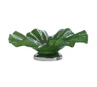 Bol décoratif Coupe à fruits ondulée et légère, en verre, grande capacité, idéale for décorer un centre de table ou for repas fête Pour la décoration intérieure(Green)