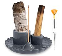 Bol d'encens 4 en 1 pour chaque encens - Fabriqué à la main - Palo Santo - Sauge blanche - Bol d'encens - Plateau en céramique pour salle de méditation - Yoga