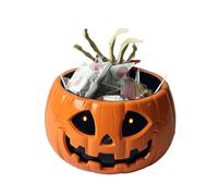 Bol d'Halloween | Bol Citrouille pour Bonbons - Stockage Snacks avec Main Squelette Mobile pour Fête Anniversaire Maison Hantée Salle de Classe Réunion Salon