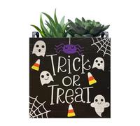 Bol d'Halloween - Récipient à friandises avec poignées - Bol de rangement en bois pour décoration de table - Décoration de fête d'Halloween