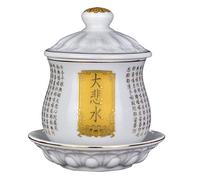 Bol d'offrande d'eau bouddhiste, coupe d'eau bénite en céramique for autel de Bouddha, fournitures de cérémonie bouddhiste, 6,5 x 8,5 x 10 cm, 1 pièce