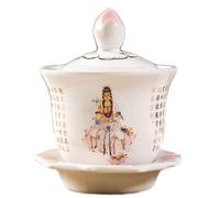 Bol d'offrande d'eau bouddhiste, coupe en porcelaine en forme de lotus for hommage et purification à l'autel, 9,2 x 9,5 x 11,8 cm, 1 pièce
