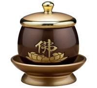 Bol d'offrande d'eau bouddhiste en cuivre, tasse de culte de la richesse en or et café for Bouddha Guanyin, fourniture de temple 7 cm, 1 pièce