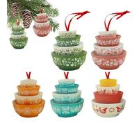 Bol d'Ornement de Noël - 5 Pièces Pendentif Empilable en Acrylique 2D | Bol Décoratif de Noël,pour Fête Bureaux Maison Chambre Porte Fenêtre Arbre École Appartement