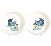 Bol double 2 × 0,15 l/ø 11 cm/23 × 3 × 11 cm blanc