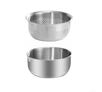 Bol Eau Double Couche 2500ML Grande Capacité(S) | Perforations spirales, déflecteur intégré, préserve les grains, parfait pour tous types de riz