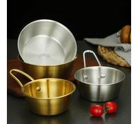 Bol en acier inoxydable 304 avec poignée pour riz et vin, pour desserts froids et sauces, facile à nettoyer et empilable (argenté, 14 cm)