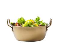 Bol en acier inoxydable - bol à collation en métal, plat de dessert de riz, bol de nouilles instantanées | bol à poignée à double oreille dorée pour les plats de service, réutilisable contenant de cui