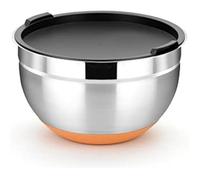 Bra Bol en acier inoxydable Efficient 20 cm – base en silicone, couvercle inclus, Noir/Orange