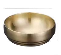 Bol en acier inoxydable brossé double couche avec isolation sous vide pour éviter le transfert de chaleur, conçu pour les nouilles froides, les soupes et les salades avec base antidérapante (doré, 19