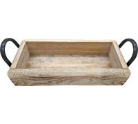 Bol en bois Brique avec 2 poignées - env. 35 x 14 x 11,5 cm - Plateau
