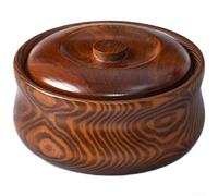 Bol en bois massif fabriqué à la main avec couvercle pour le rangement de la cuisine - Idéal pour céréales, sucre, tsampa de 15 cm de diamètre