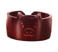 Bol en bois pour fil à tricoter avec trou sculpté motif ours, distributeur de fil à tricoter noir pour l'organisation du rangement du fil à tisser, cochon rouge