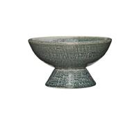 Bol en céramique bleu pétrole, sur pied - Hübsch, Groove - Ø25x14 cm