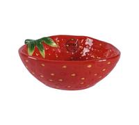 Bol en céramique fraise 15 x 5 cm - Bol Dolomite en forme de fraise rouge - Bol de service Bol à salade Bol à soupe - Bol décoratif pour le printemps et l'été