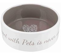 Trixie Mangeoire en Céramique avec Cœur Crème-Taupe pour Petit Animal Diamètre 16 cm 0,8 L