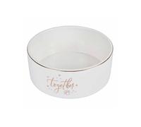 Bol en céramique pour animaux "Together" - Blanc/Doré - 0,7 L