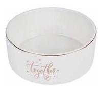 Bol en céramique pour animaux "Together" - Blanc/Doré - 0,7 L