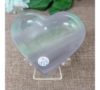 Bol en cristal naturel de fluorite, pierre de quartz, cœur d'amour, guérison exquise, artisanat créatif, porte-bonheur, 118 g, 6,3 cm