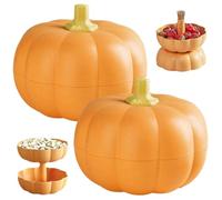 Bol en forme de citrouille, 2 pièces, résistant à l'humidité, double couche, en forme de citrouille, avec rangement pour cure-dents, pour Thanksgiving, 18 x 18 x 15 cm