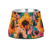 Bol en forme de tournesol or rose pour chiens avec support en acier inoxydable pour chiens de taille moyenne