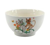 Bol en Grès motif de Couple de Chats sur un Tandem