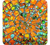 Bol en mosaïque 3-Set Bol en argile Bol en verre Décor Mosaïque Artisanat Pierres en verre Déco rond petit, orange