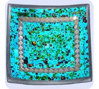 Bol en mosaïque Bol en argile Bol en verre Bol déco Mosaïque artisanat pierres en verre Déco carré miroir petit, bleu