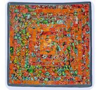 Bol en mosaïque Bol en argile Bol en verre Bol déco Mosaïque artisanat pierres en verre Déco carré multicolore grand, orange