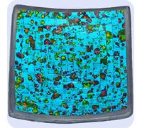 Bol en mosaïque Bol en argile Bol en verre Bol déco Mosaïque artisanat pierres en verre Déco carré multicolore grand, bleu