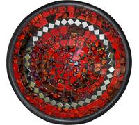 Bol en mosaïque Bol en argile Bol en verre Bol déco Mosaïque artisanat pierres en verre Déco rond miroir L, rouge