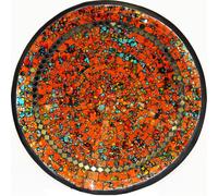 Bol en mosaïque Bol en argile Bol en verre Bol déco Mosaïque artisanat pierres en verre Déco rond miroir XL, orange