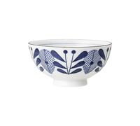 Bol en porcelaine bleu, rond, à motifs feuillus - Bloomingville, Camellia - Ø12xH6 cm