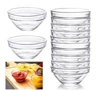 Bol en Verre, 12 Pièces Mini Bols en Verre, 7.5 cm Set de Tremper Ronds, Bols à Tremper de 70ml, Empilables Coupes pour Pudding, Saladier, Mini à Sauce