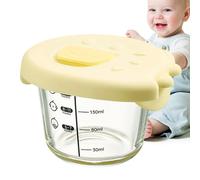 Bol en verre de dessin animé, 230 ml, petit plat en verre avec couvercle dinosaure en silicone, rangement pour flocons d'avoine, repas de nuit, suppléments pour bébé, 10 x 10 x 7 cm