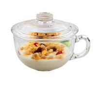 Bol en Verre Transparent avec Couvercle - Parfait pour les Céréales, la Soupe, les Pâtes et Plus Encore !Idéal pour le Petit Déjeuner, les Desserts, le Riz et les Yaourts(550ml)