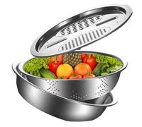 Bol générique en acier inoxydable avec râpe : coureurs de légumes de cuisine, réservoir de lavage de riz | Vastes aliments multifonctionnels, bol de plâtre de riz, bol de lavage de fruits
