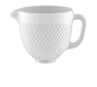 Bol inclinable, 4,5 à 5 pintes, compatible avec KitchenAid Artisan 5KSM125, 5KSM150, 5KSM175, 5KSM7580, KSM150, RRK150, céramique et verre(White ceramic)