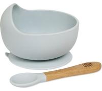 Bol Interbaby avec ventouse + cuillère en silicone bleue pour apprendre à manger