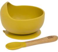 Bol Interbaby avec ventouse + cuillère en silicone jaune pour apprendre à manger