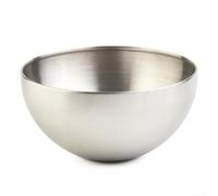 Bol isotherme à double paroi en acier inoxydable de qualité 304 pour riz, soupe, salade, mélange de chaleur, large prise en main, design à bord roulant (12 cm, argenté)