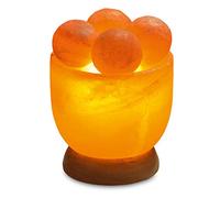 Bol lumineux en cristal de sel avec boules de massage du Punjab/Pakistan