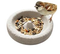 Bol Mangeoire Oiseaux en Pierre Ponce Plat Stable Portable en Pierre Ponce