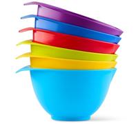 Bol mélangeur avec bec et poignée | Lot de 6 - Rouge, bleu, violet, vert, jaune, bleu clair | Ensemble de bols joliment colorés | Compact, empilable et design ergonomique |