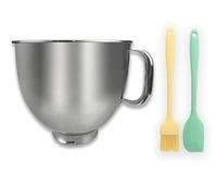 Bol mélangeur en acier inoxydable 5 pintes, compatible avec les mélangeurs à tête inclinable KitchenAid de 4,5 à 5 pintes, avec 1 spatule en caoutchouc de silicone et 1 pinceau.