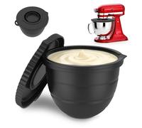 Bol mélangeur en silicone pour tête inclinable, blender de 5 qt, insert pliable en silicone de rechange avec couvercle, passe au lave-vaisselle, pour réfrigérateur et micro-ondes (noir)