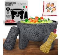 Bol mexicain Molcajete original fabriqué à la main en pierre de lave authentique au Mexique - Molcajete de Piedra volcanica - Pilon de mortier volcanique mexicain - Pierre de lave authentique